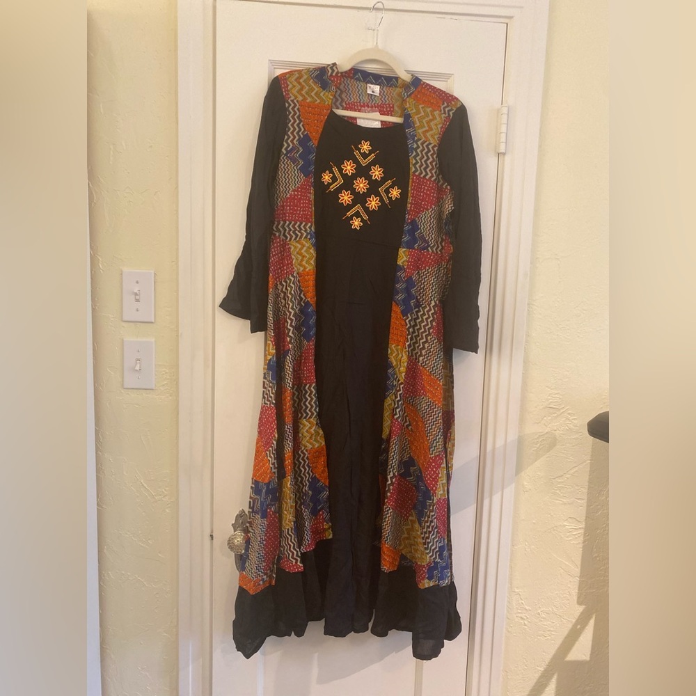 Yash Gallery Boho Patchwork Dress Embroidered Floral Size M